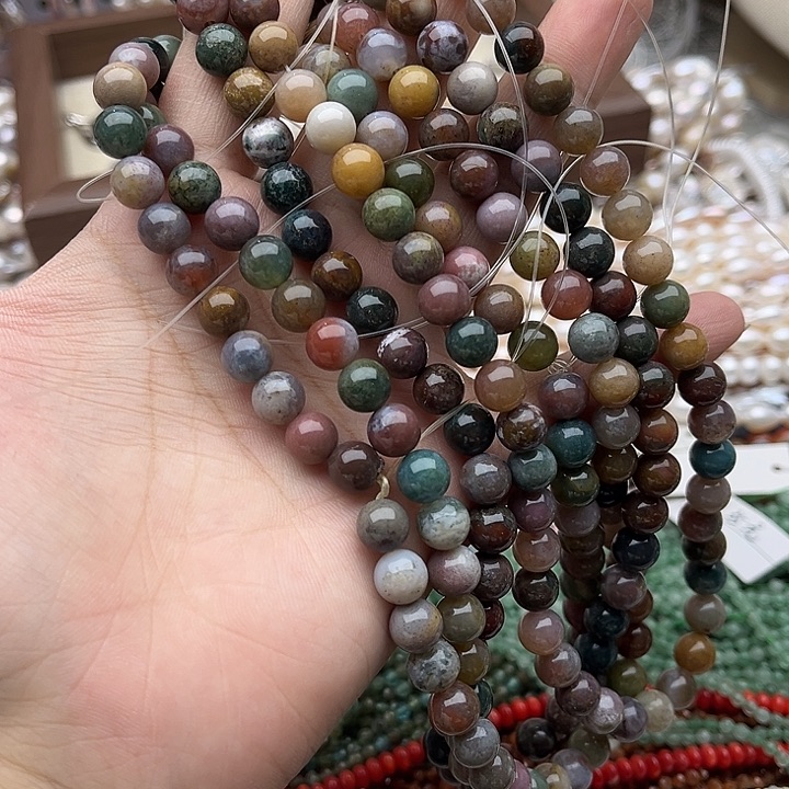 玛瑙/玉髓未镶嵌珠宝半成品一条8mm左右印度玛瑙