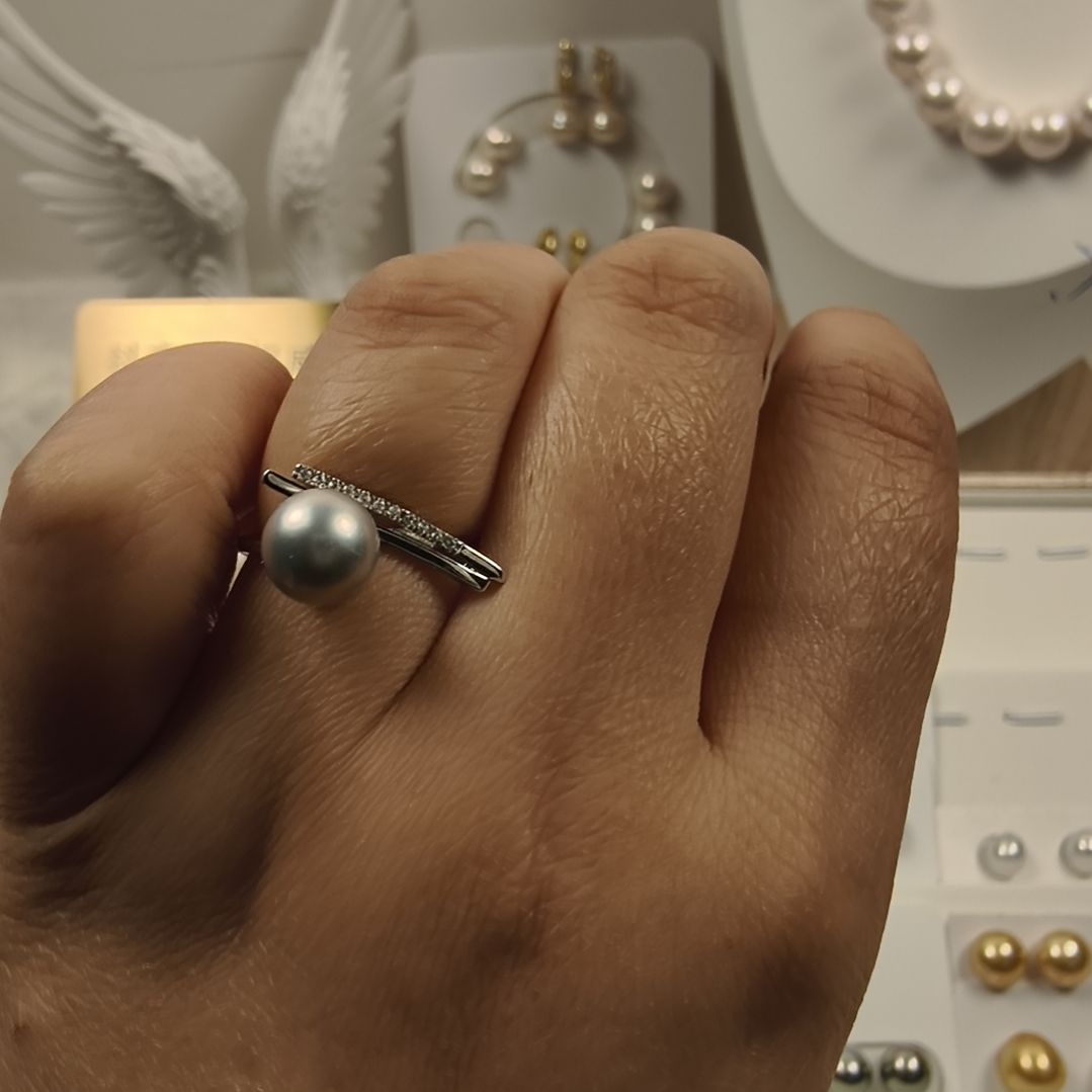 银S925镶嵌海水珍珠戒指