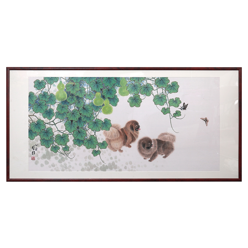 方楚雄-双犬图-137x69cm