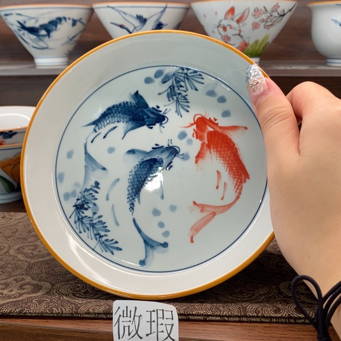 釉下手绘茶具微瑕手工绘制