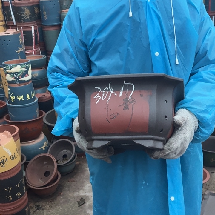 紫砂紫砂花盆和小