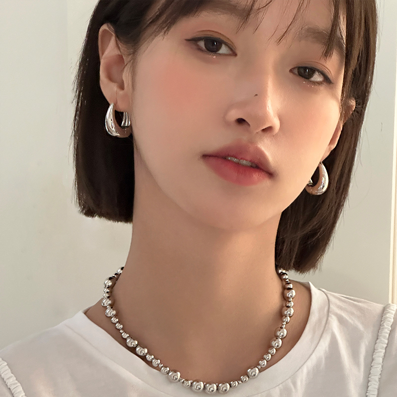 ERBAN/耳伴 925银耳饰 水滴法式素圈耳环2025新款爆款高级感耳扣