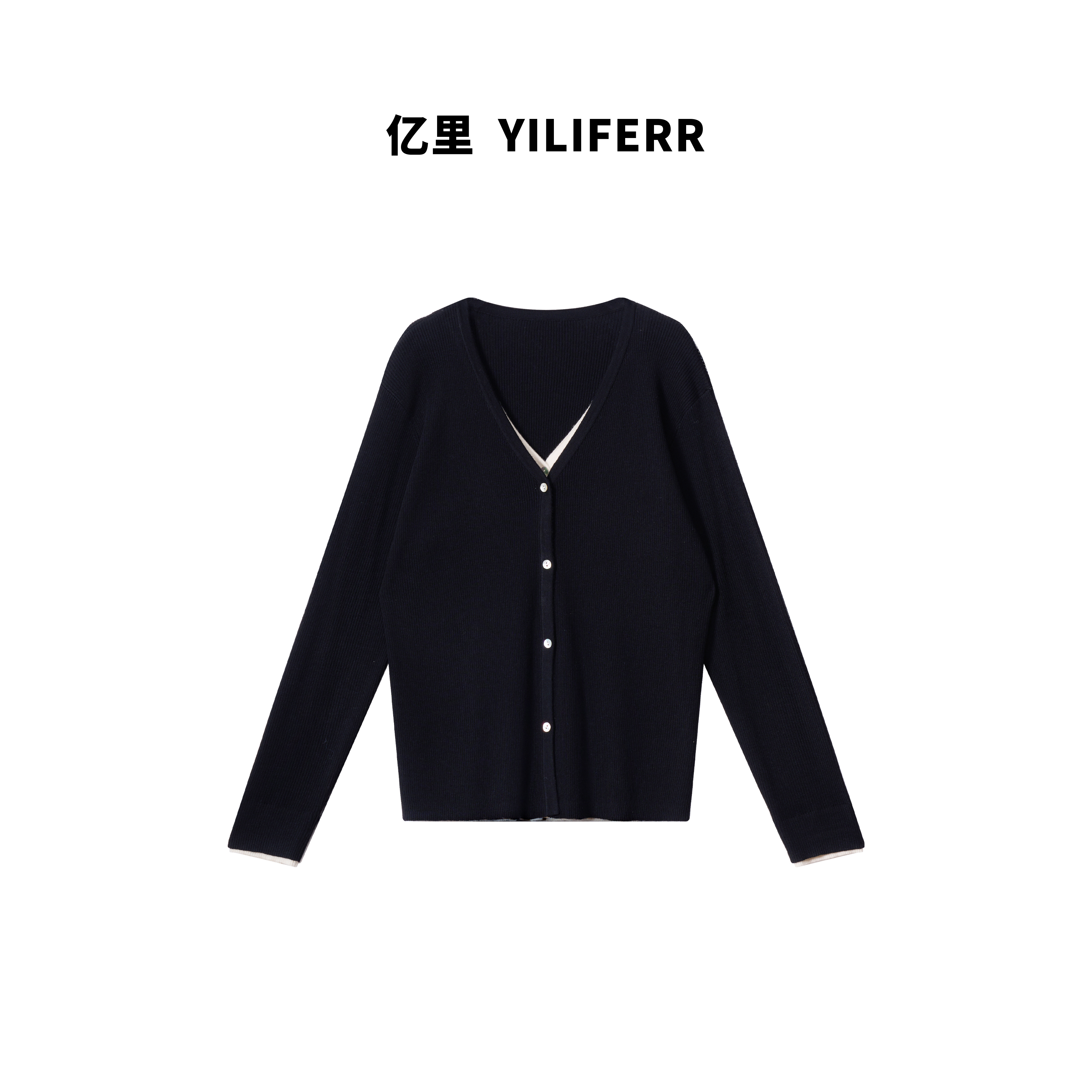 【YILI显瘦女装】时尚气质假两件V领舒适老钱针织衫 Y1507