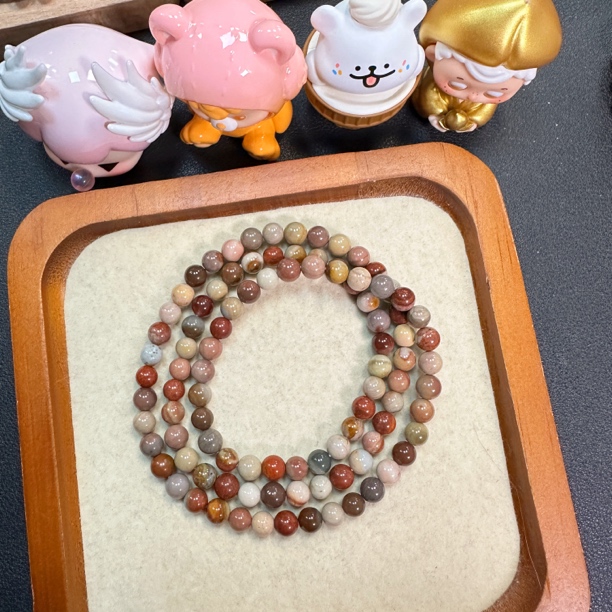 敦煌系列绕手三圈手串彩色海洋石英质玉长链百搭时尚阿拉善手串