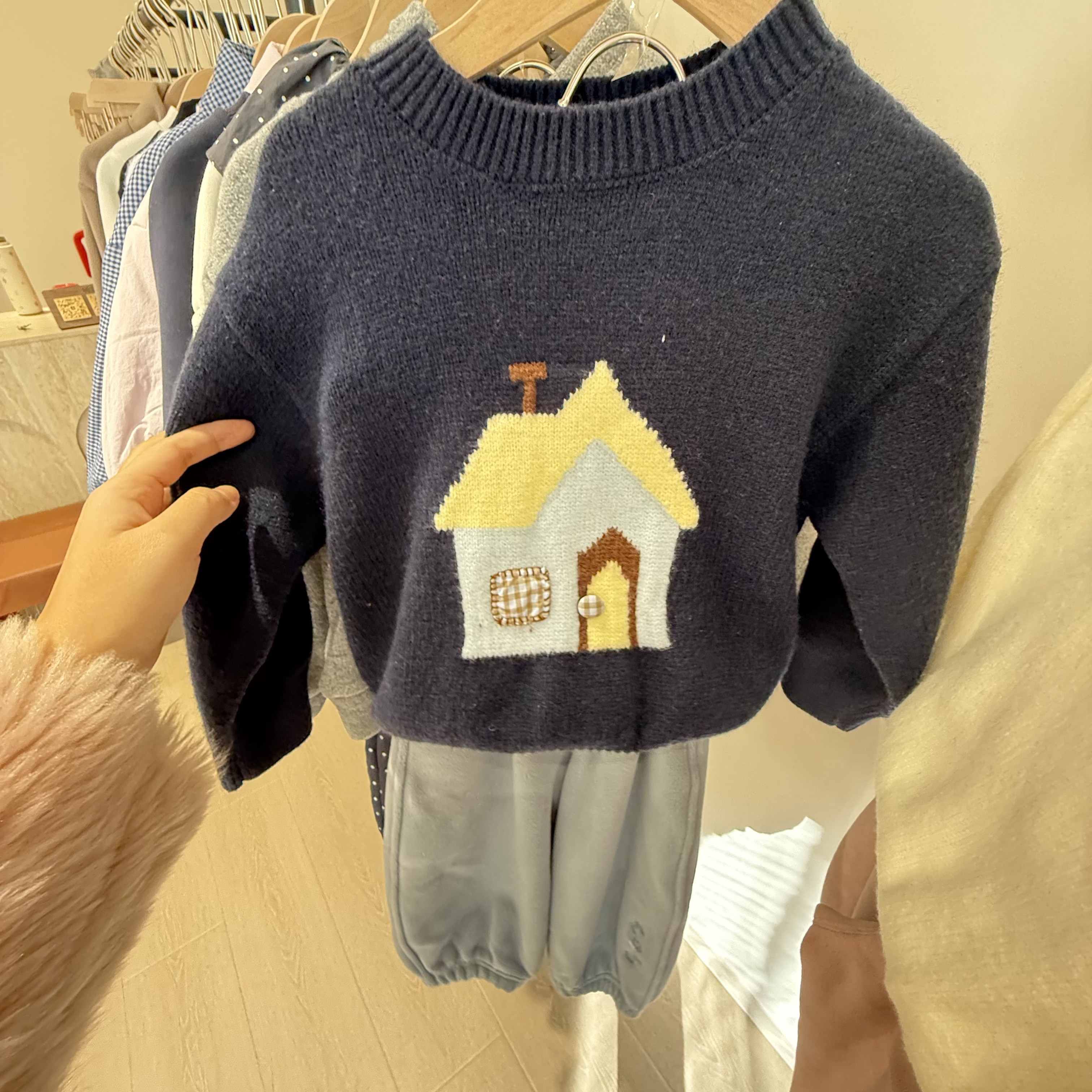 新年男女童红毛衣宝宝加厚针织衫冬款卡通套头打底衫保暖