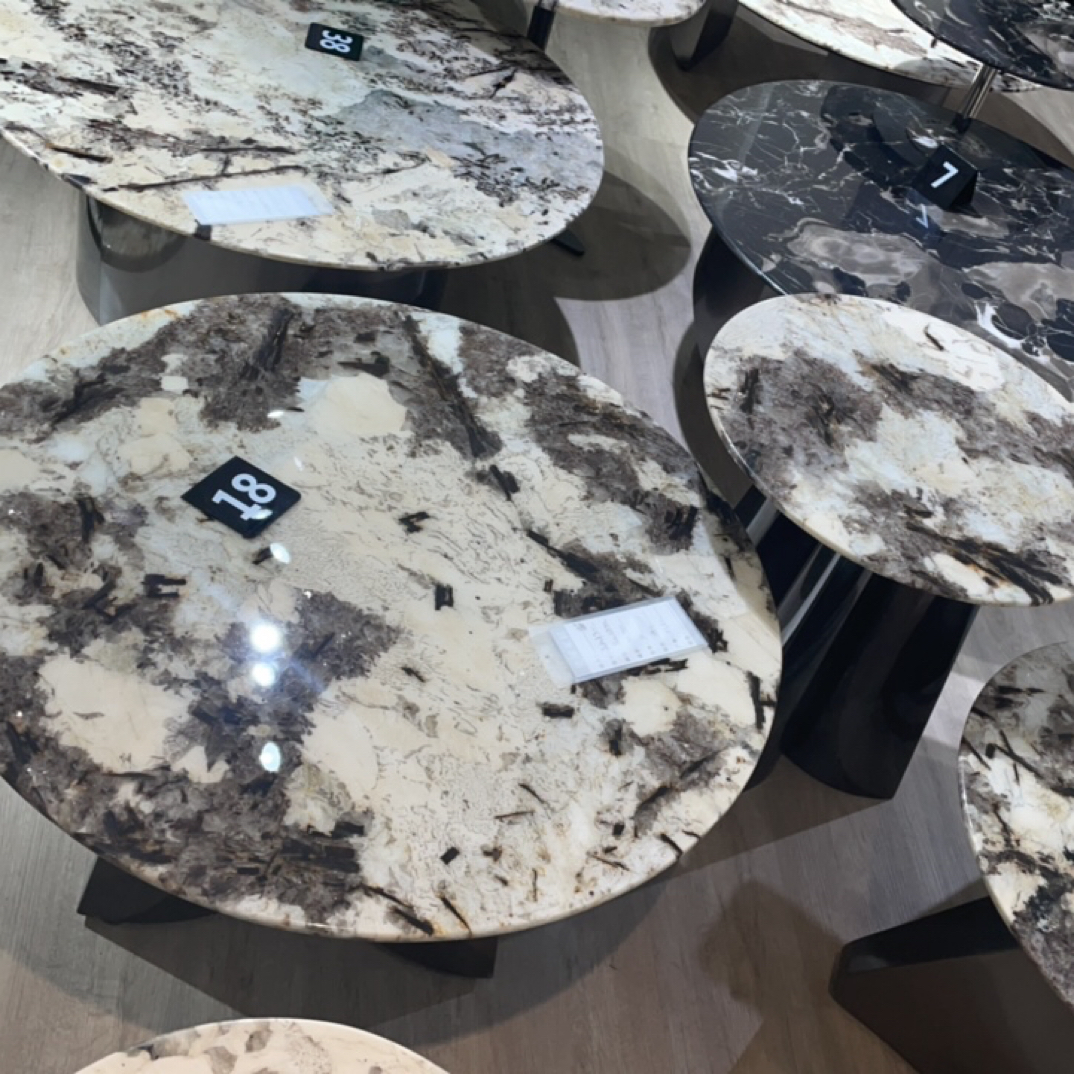 金孔雀奢石天然客厅简约意式创意组合茶几圆桌圆形桌子家用轻奢