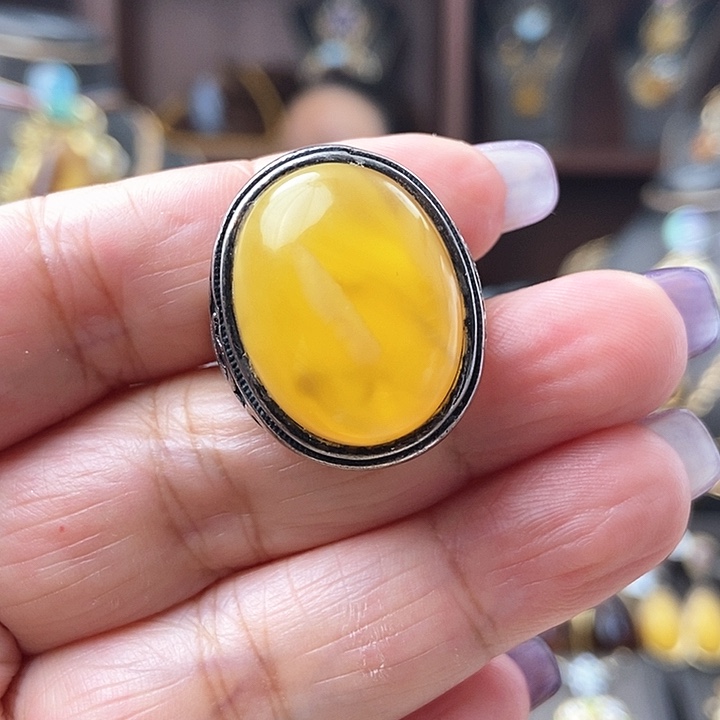 琥珀戒指未镶嵌戒指
