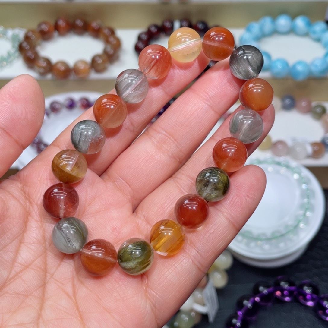 水晶手链未镶嵌兔毛手链，晶体通透