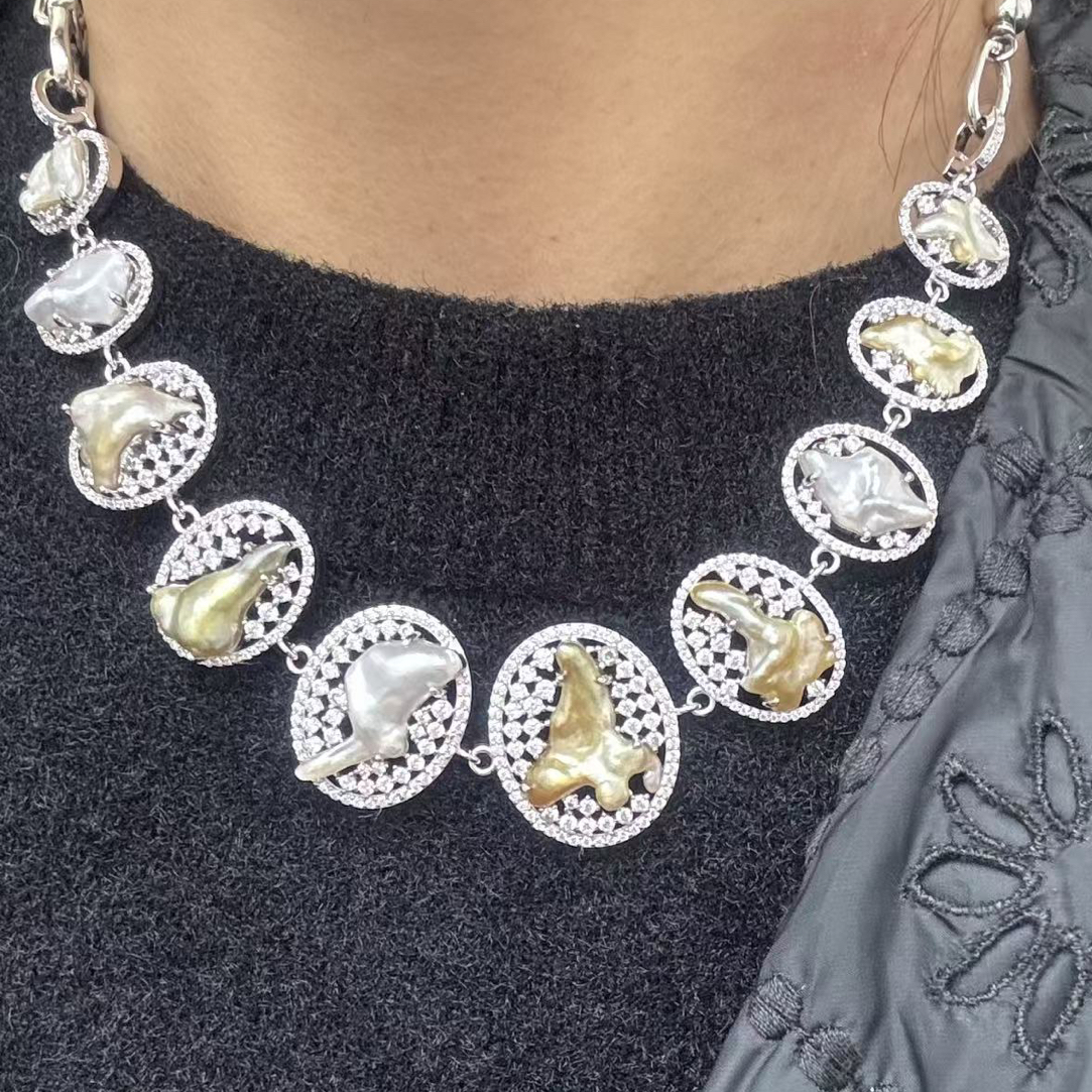 海水珍珠keshi项链