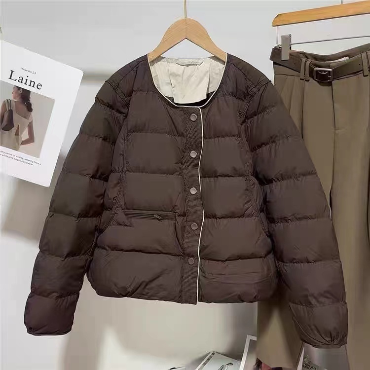小个子简约轻便圆领宽松保暖短款棉服女冬季新款外套