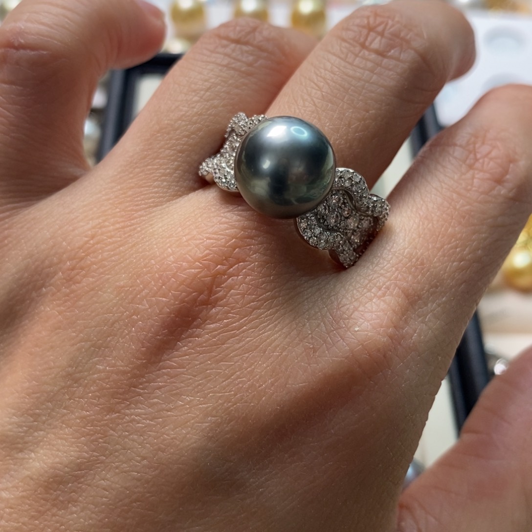 海水珍珠戒圈银S925镶嵌