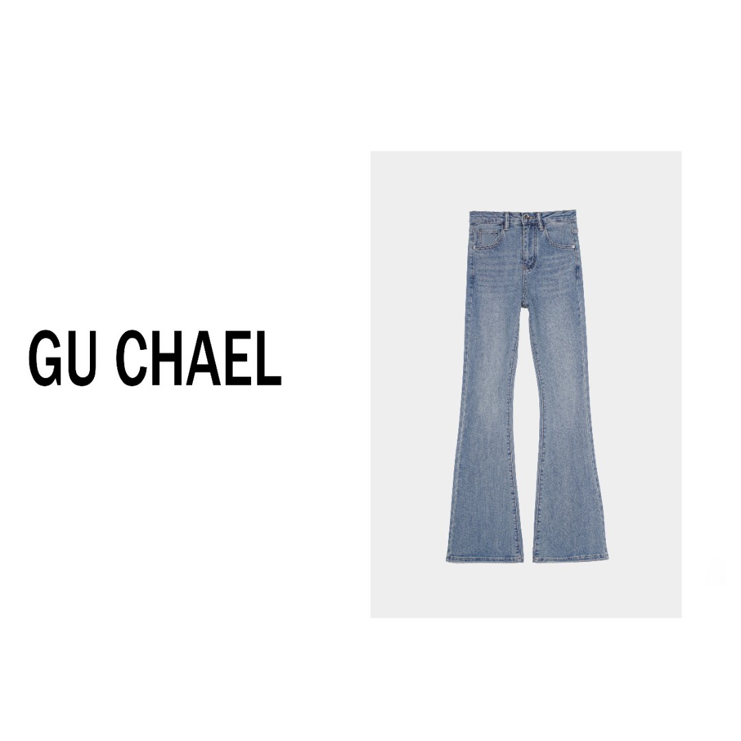 【GUCHAEL】香奶奶时尚高腰显瘦牛仔裤80114-2
