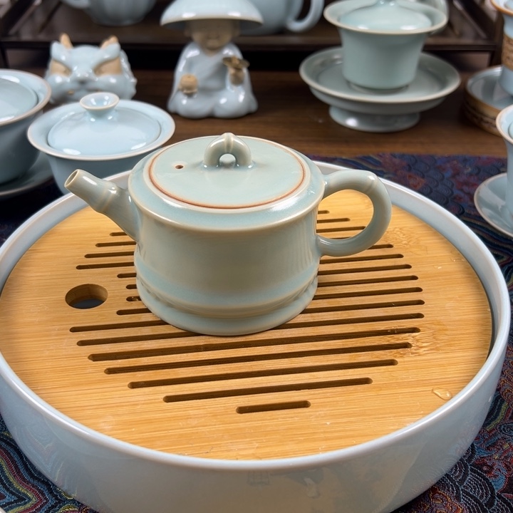 瓷壶仿古釉釉水竹节壶微瑕