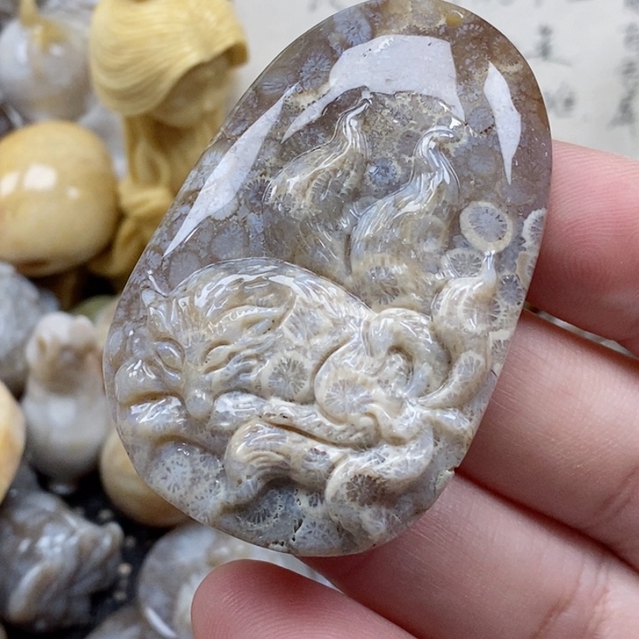 颈饰未镶嵌硅化珊瑚（珊瑚玉）有瑕