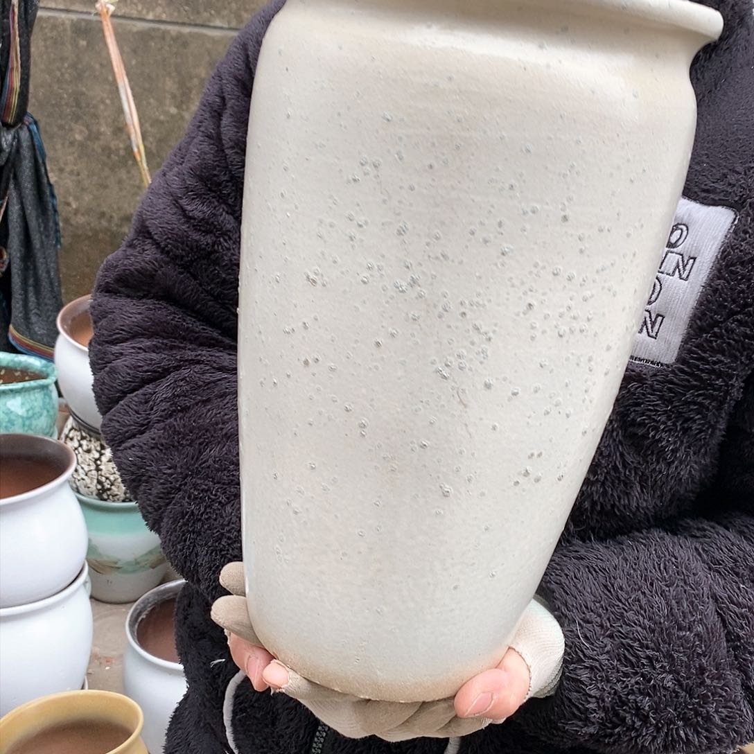 紫砂花盆瑕疵口18高31