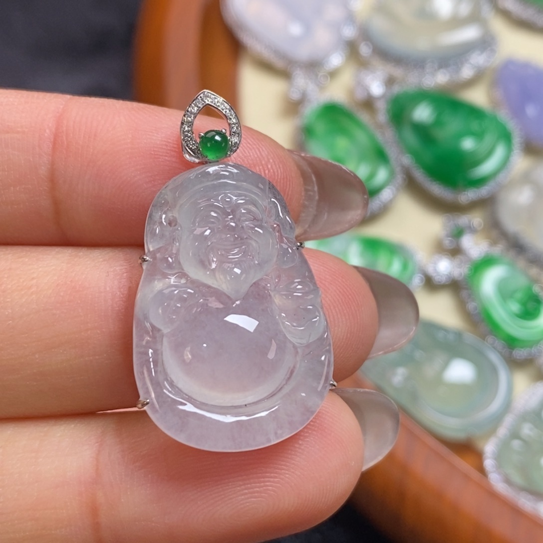 翡翠吊坠(赠链)18K金镶嵌