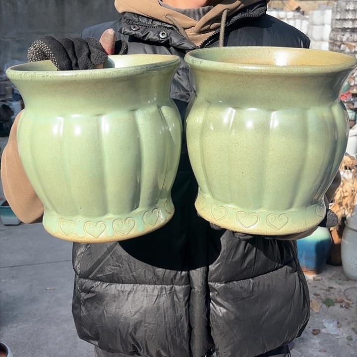 红陶精品南瓜两个口径20高度20