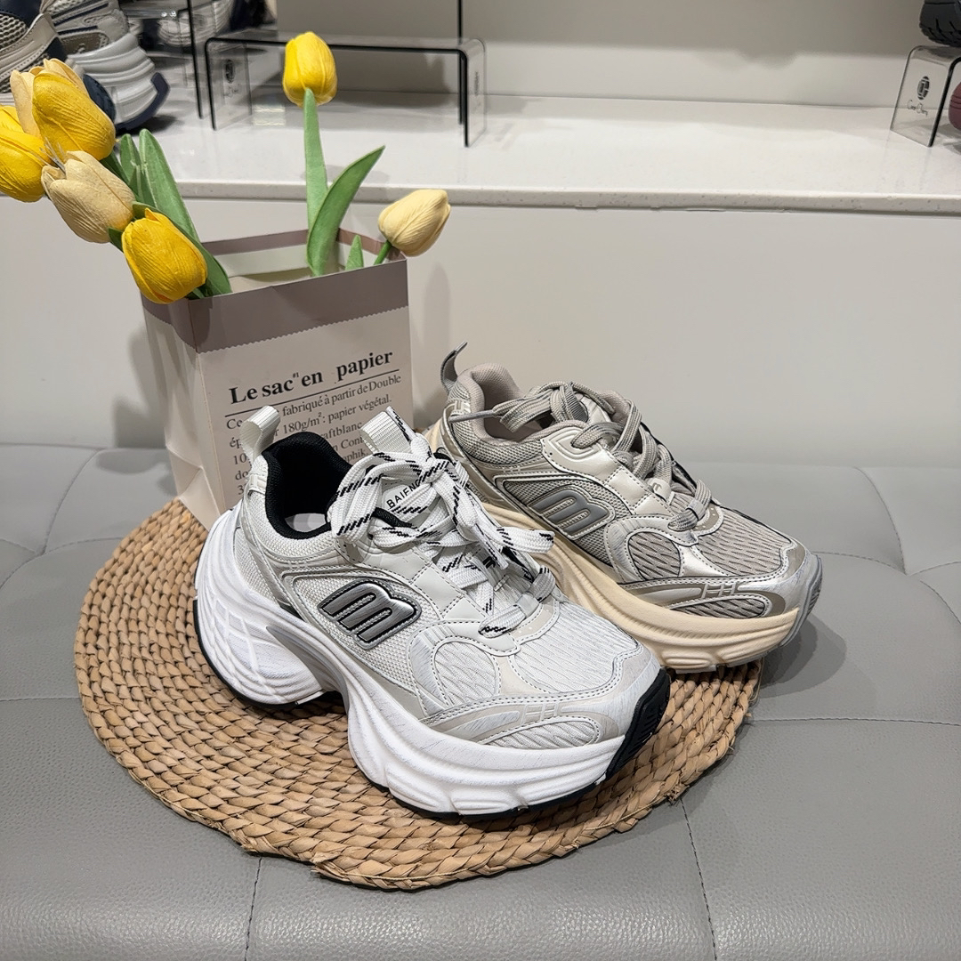 完美2025春款老爹鞋时尚百搭夏季透气春季ins网面韩版厚底老爹鞋