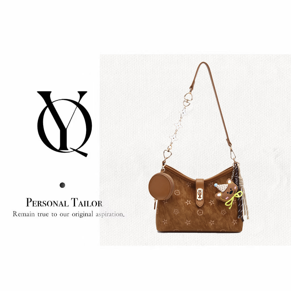 YICHEN正品女包高颜值单肩斜挎包复古小众通勤女士包包新品25773