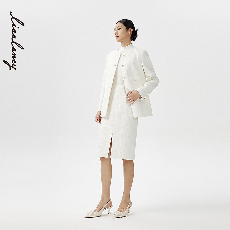 LANCY/朗姿2024春季新款半高领无袖桑蚕丝羊毛针织衫女高级短上衣