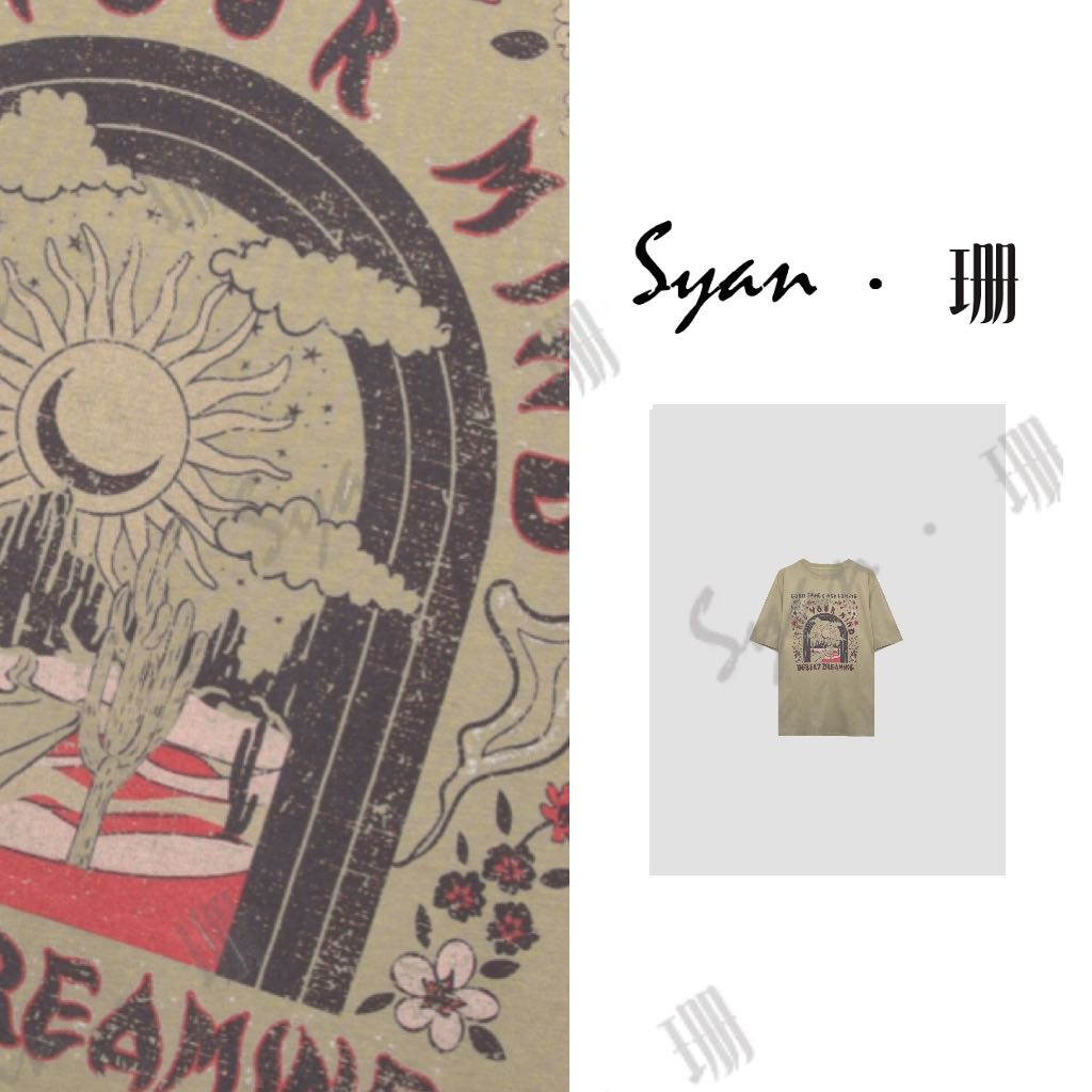 Syan【凯旋门】2025新款百搭纯色刺绣休闲潮流T恤