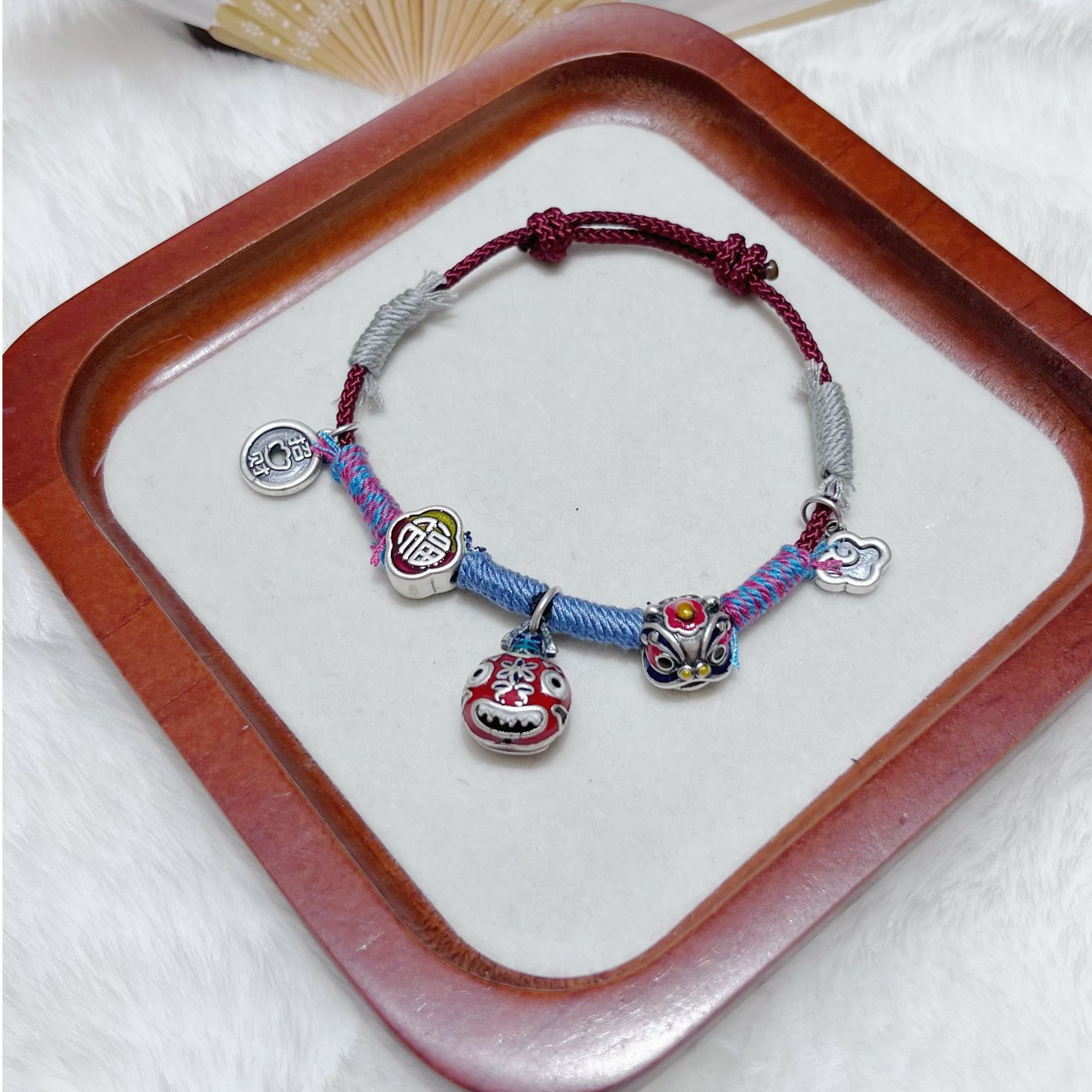 吊坠足银 银魅吞金兽足银吊坠手编送女友/送妈妈纯手工编绳儿童