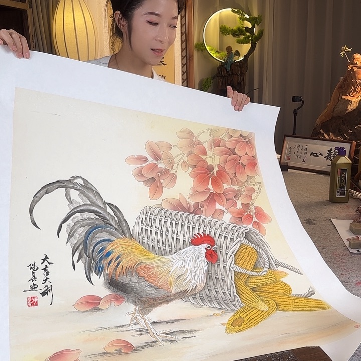 书法伊人阳亮公鸡国画