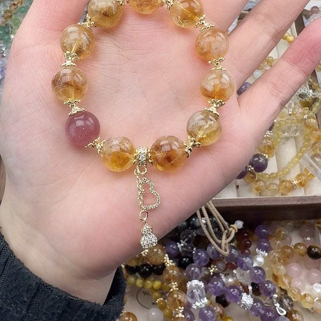 烟晶手链银S925镶嵌好