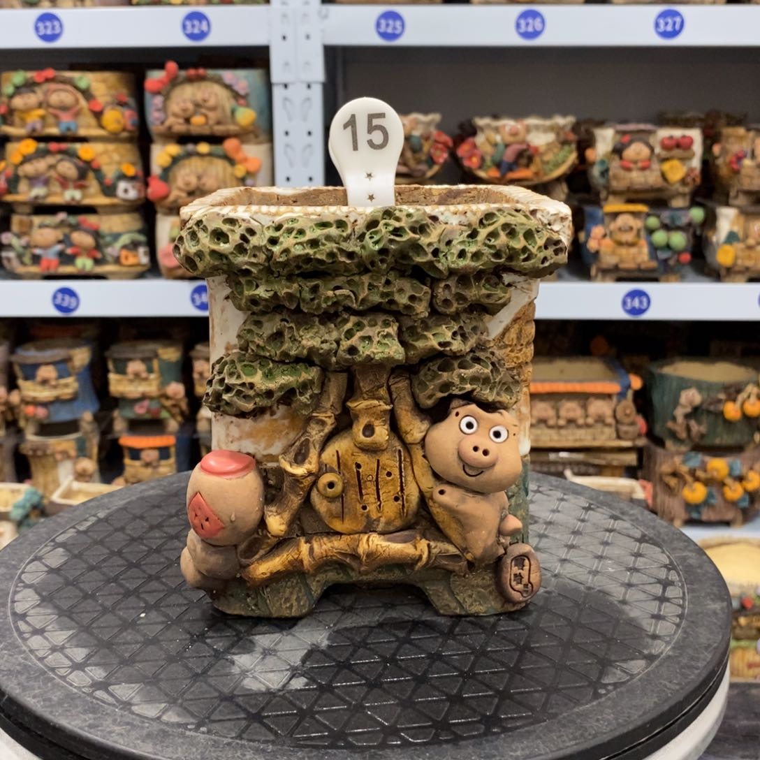 红陶嘻哈粗陶手捏花盆