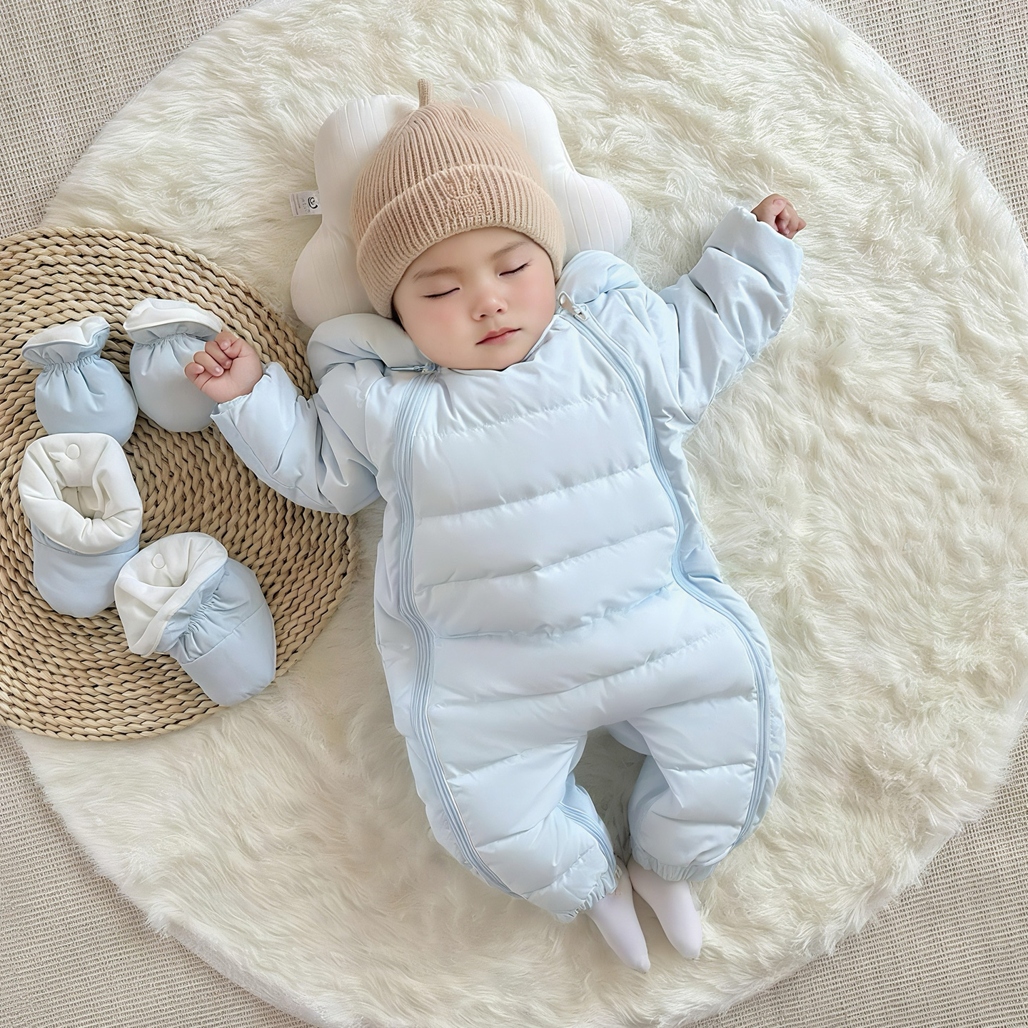 2025新款婴儿羽绒服冬季宝宝连体衣婴幼儿保暖抱衣爬服冬装外套