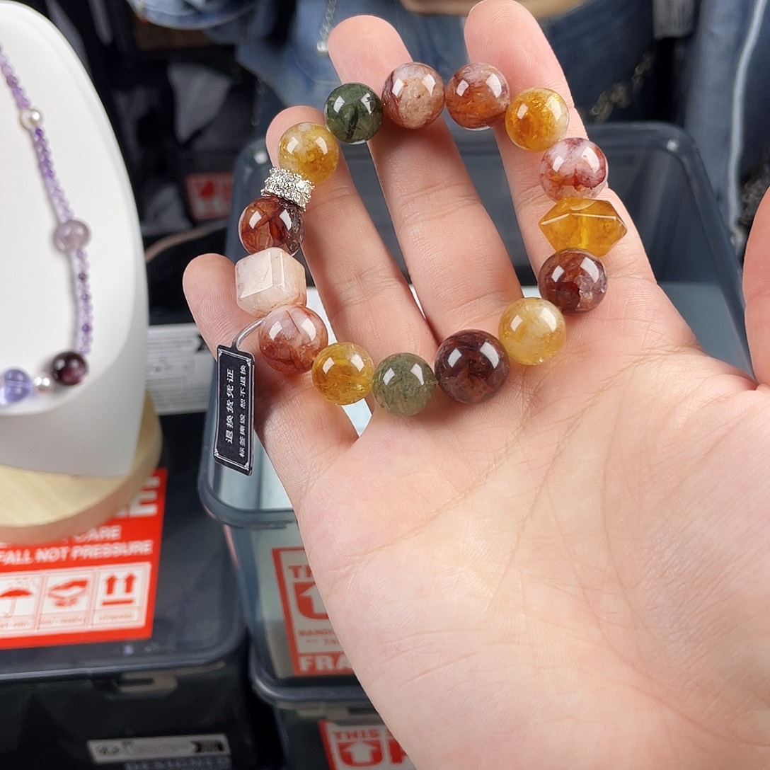 手串水晶银S925镀金镶嵌