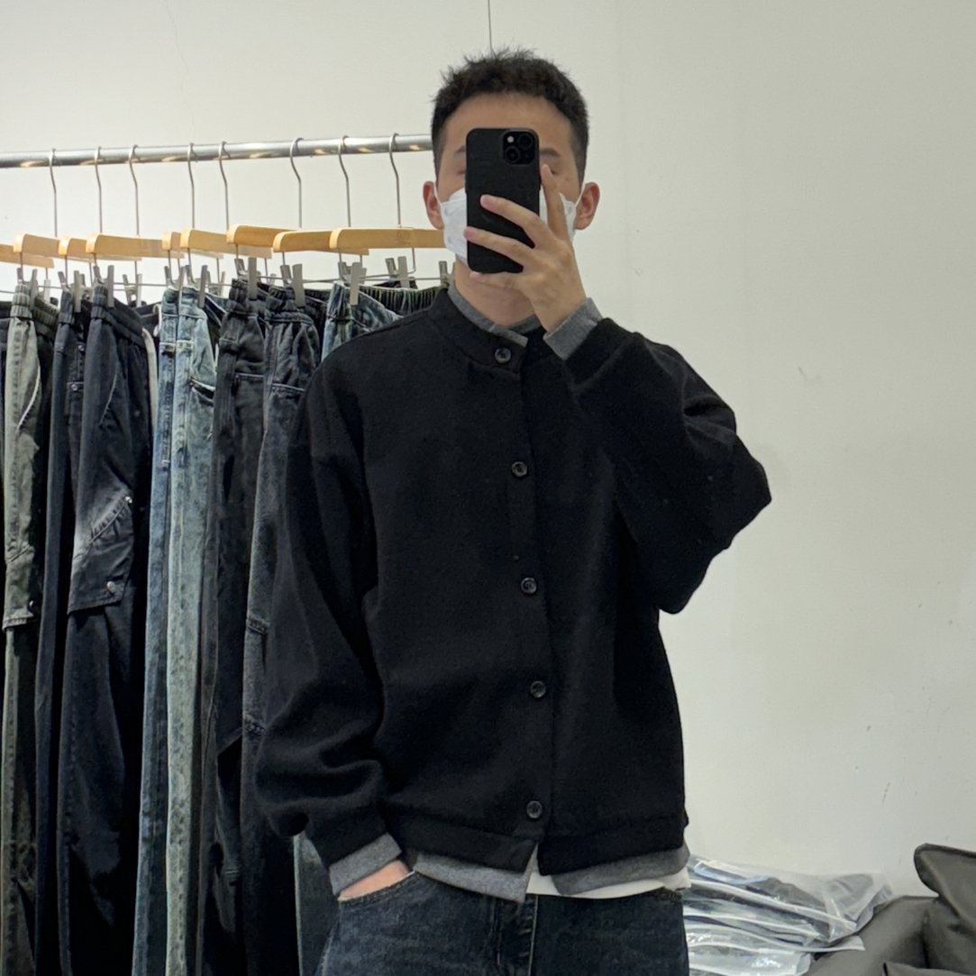 男士秋季高品质拼色假两件针织开衫外套606