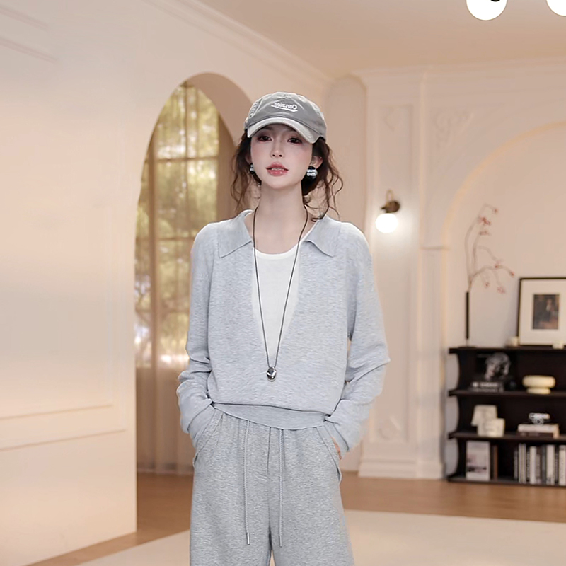 【YANYAN】早秋百搭V领假两件毛织长袖YY-6848