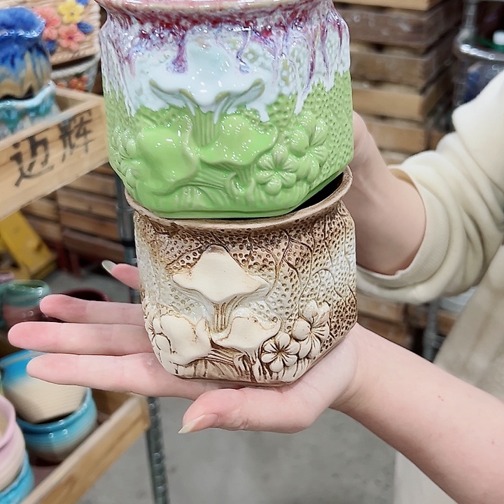 有孔.凑满10元发货多肉陶瓷花盆！