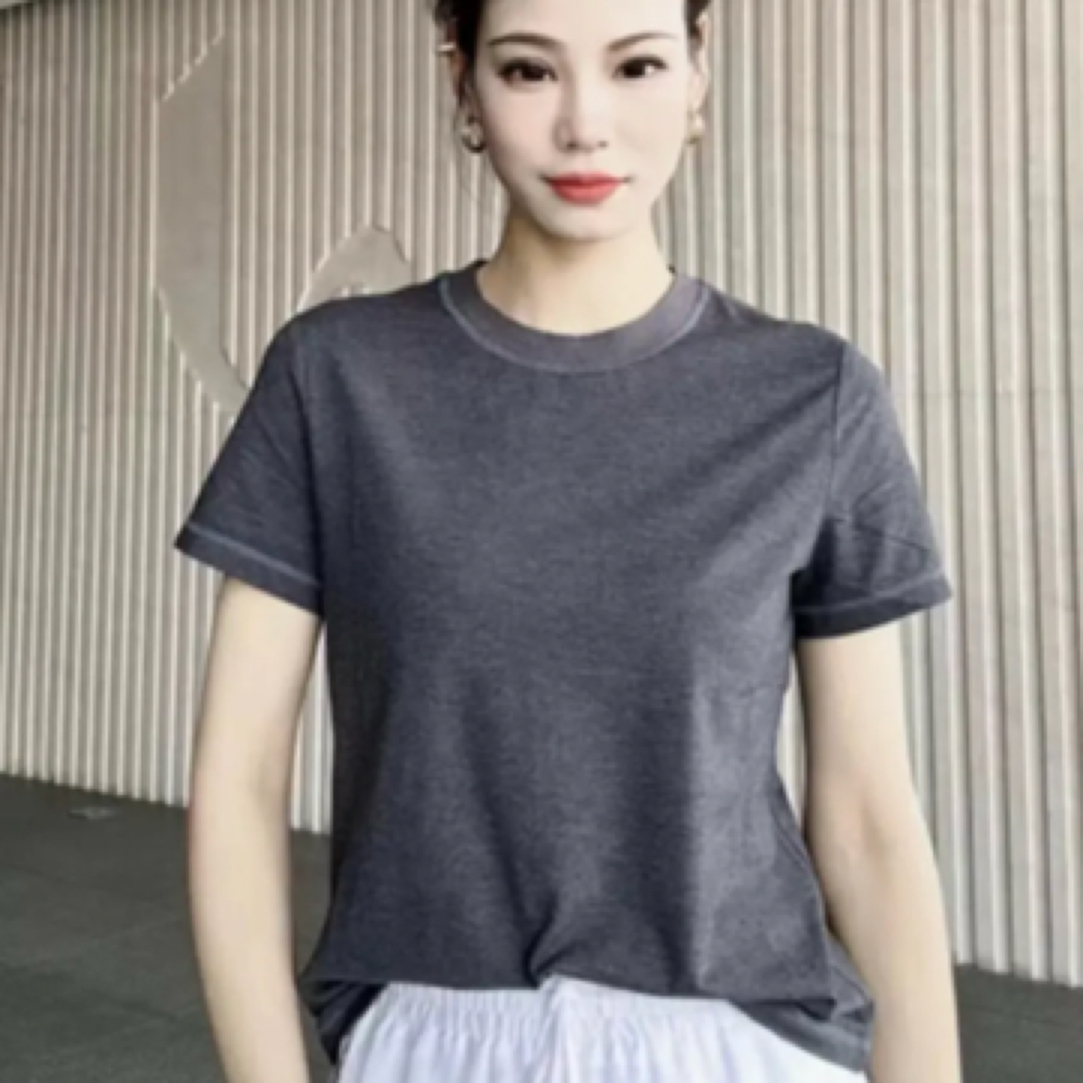 AMASS/阿玛施新款女装休闲简约素面基础 款短袖圆领T恤 5301025