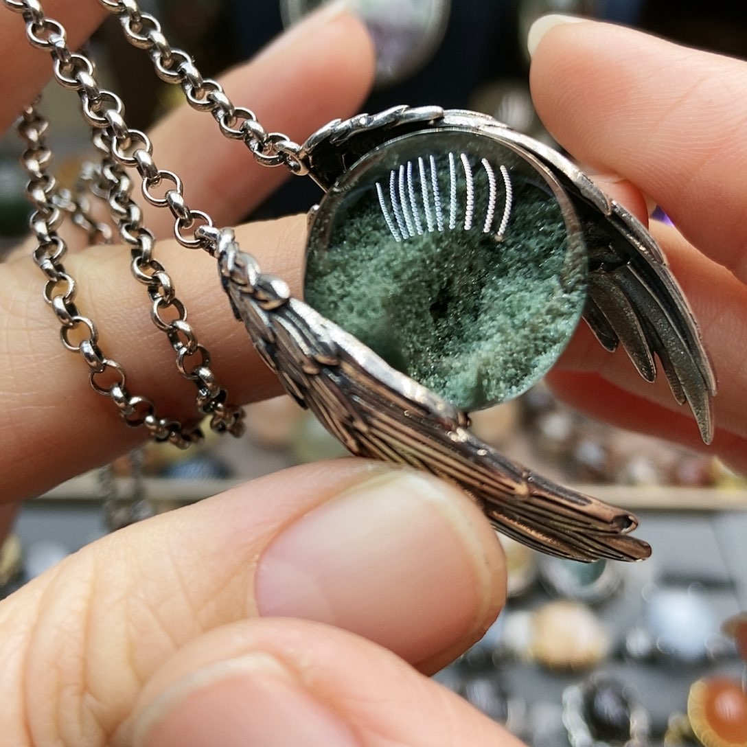 水晶吊坠银S925镶嵌风*