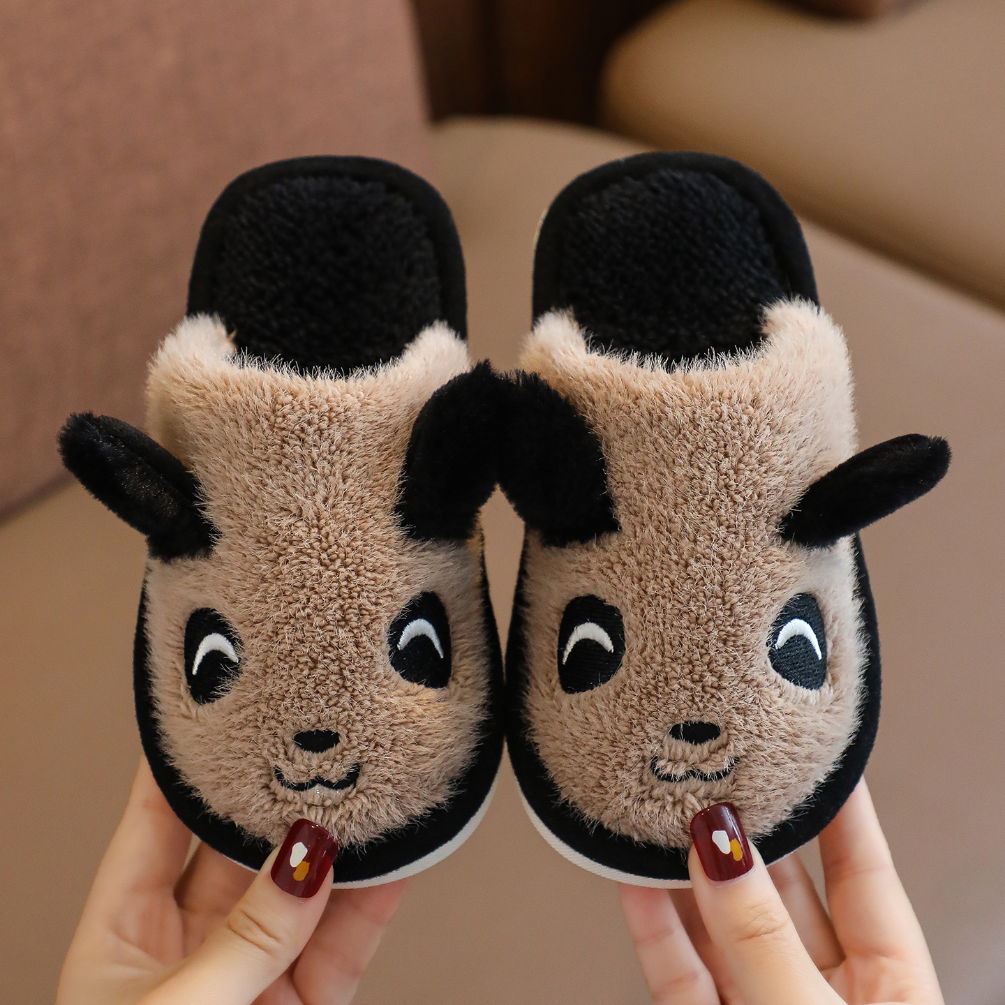 儿童棉拖鞋男女童秋冬室内卡通防滑软底加绒加厚宝宝居家保暖棉鞋