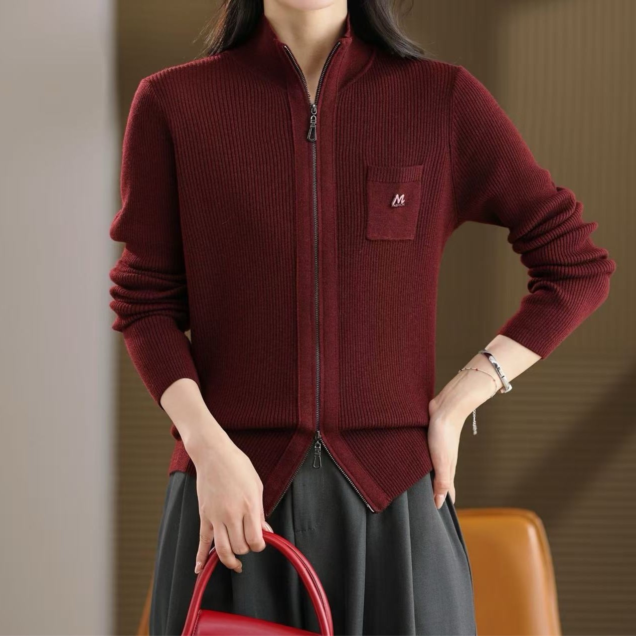  【奥兰多多&杨子家轻奢定制】拉链款减龄毛衣270