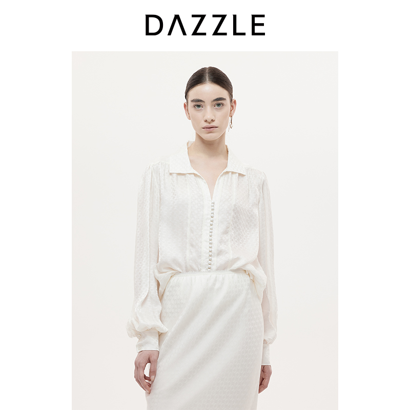 DAZZLE 地素衬衫25秋新款暗纹长袖衬衫2J3C410