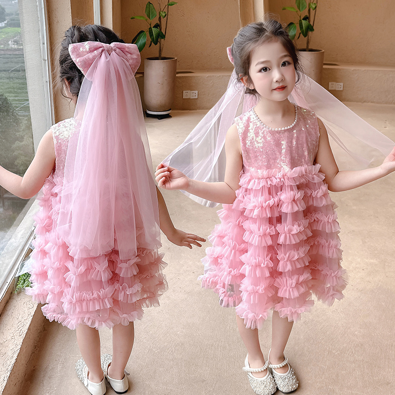 女童夏装连衣裙2025新款儿童韩版洋气背心裙女宝宝夏季蛋糕公主裙