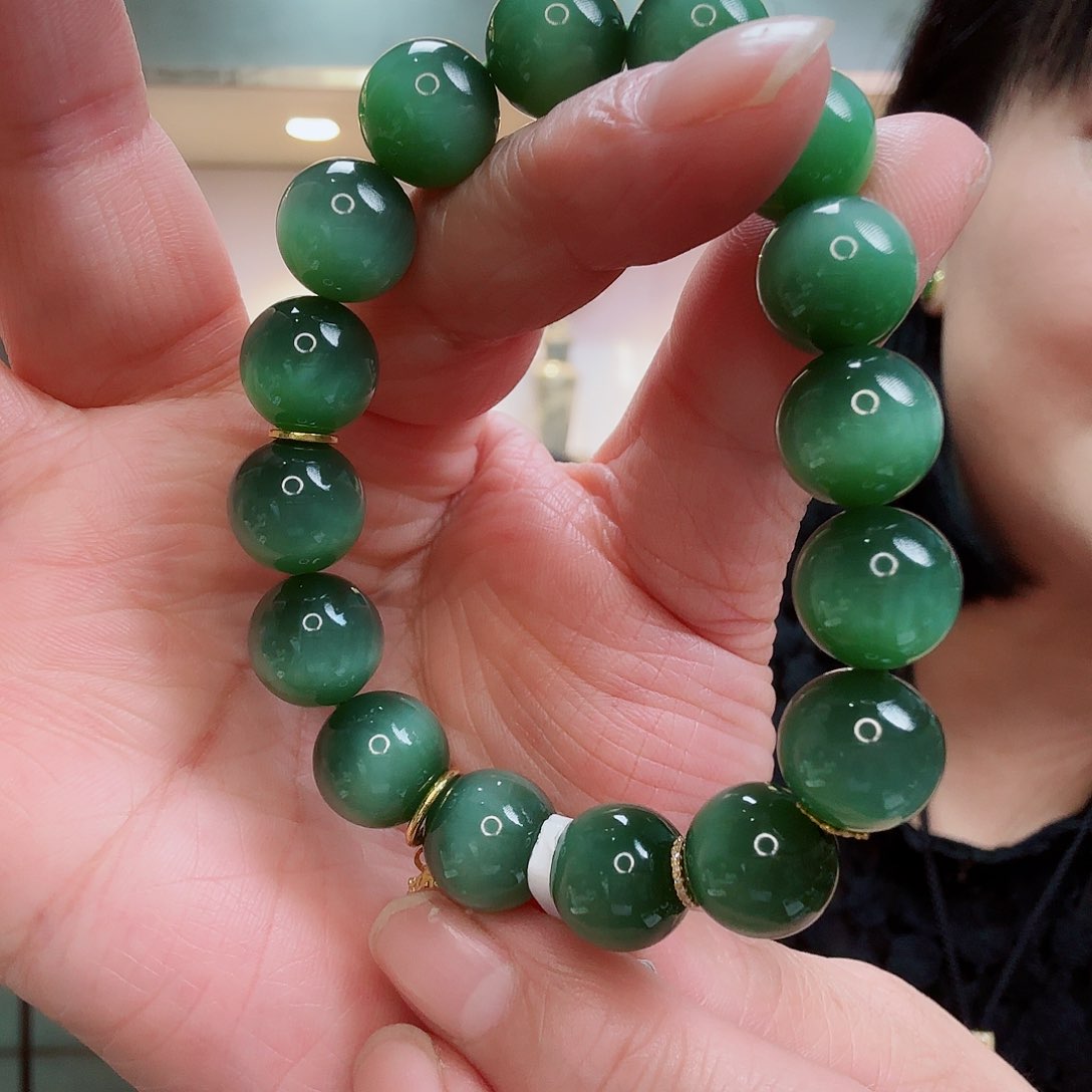 和田玉（碧玉）18K金镶嵌吊坠(不含链)瑞**妈