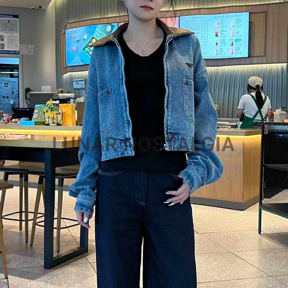 2025新款时尚百搭水洗宽松短款牛仔夹克外套女102530C010017秋季