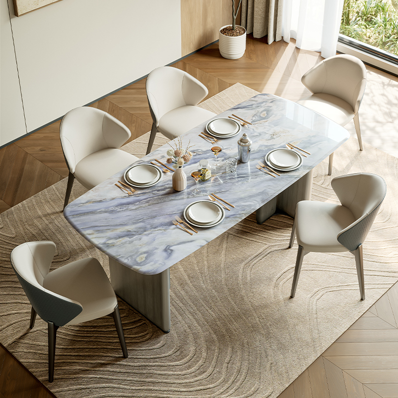 顾家家居顾家木艺风后现代极简餐桌意式餐厅长方形餐桌椅PT8067T