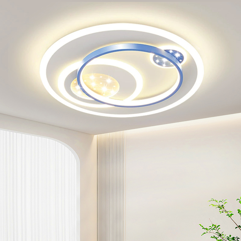 237025灰蓝50cm圆形离线语音新款厅主灯卧室吸顶灯