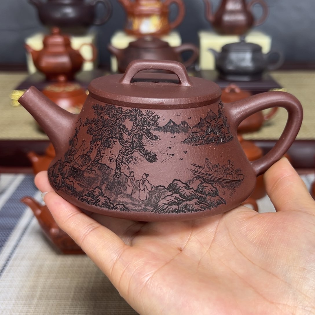 茶壶紫砂础瓢220cc半手工制作