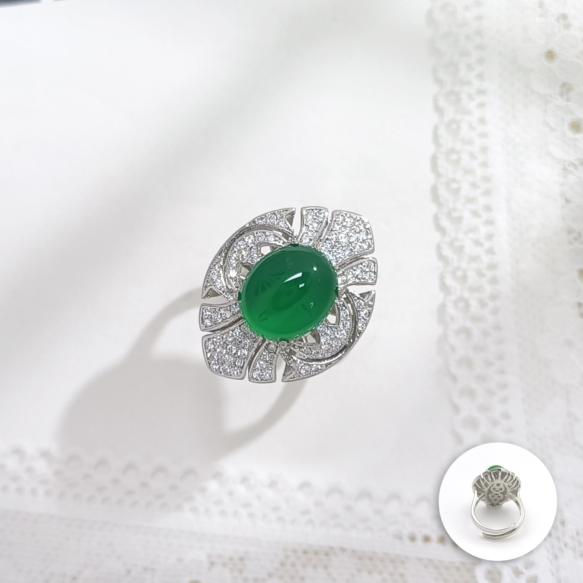 铜合金合成锆石戒指 VWHL-009392【一方碧泉】戒指气质简约高级感