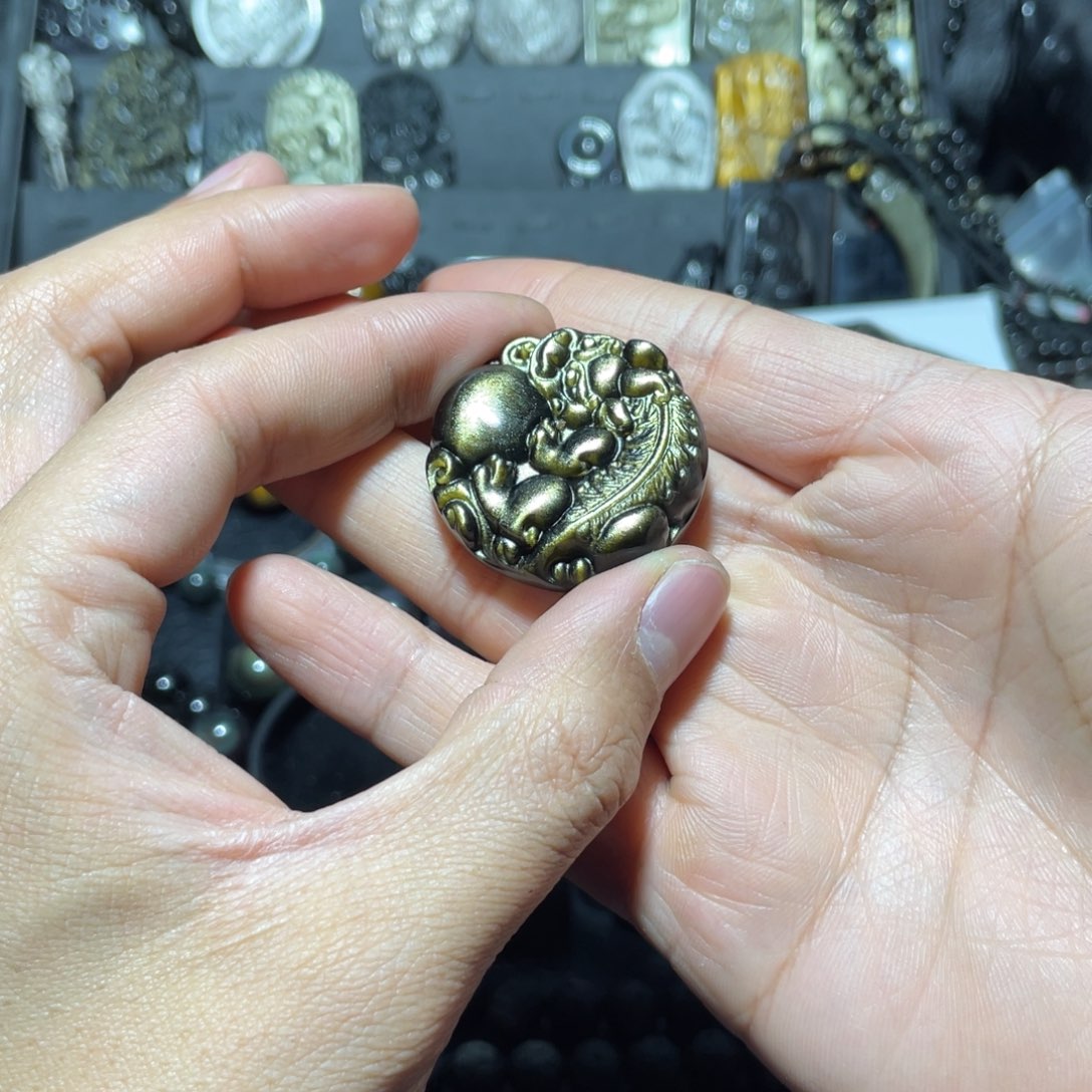 黑曜岩珠宝奇石未镶嵌灰*狼