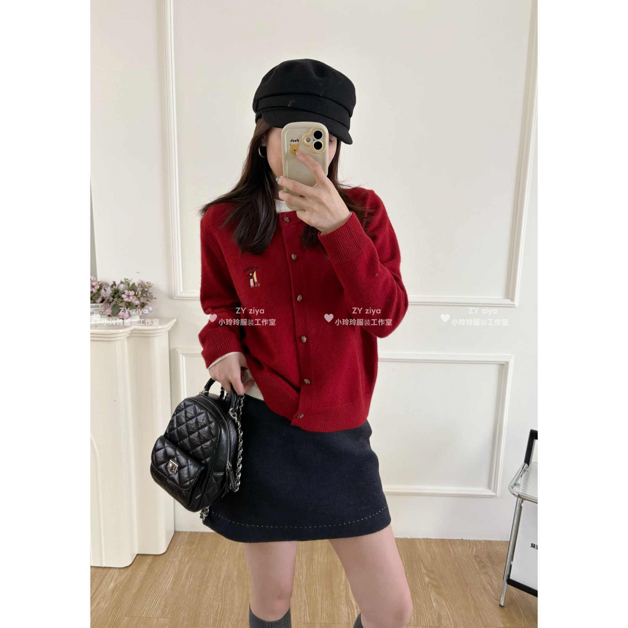 彩色木质扣子厚实款毛衣30219