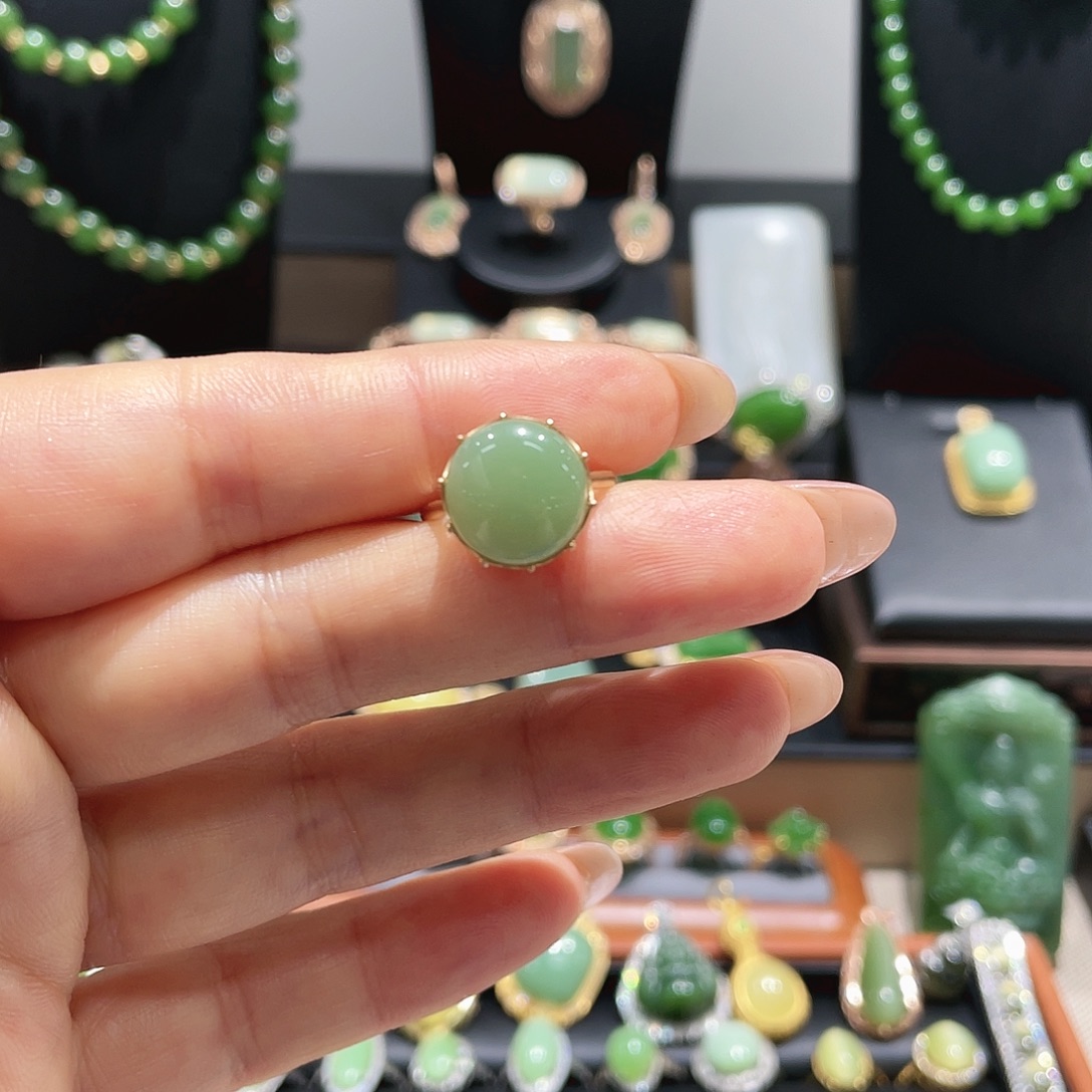 和田玉银S925镶嵌戒指