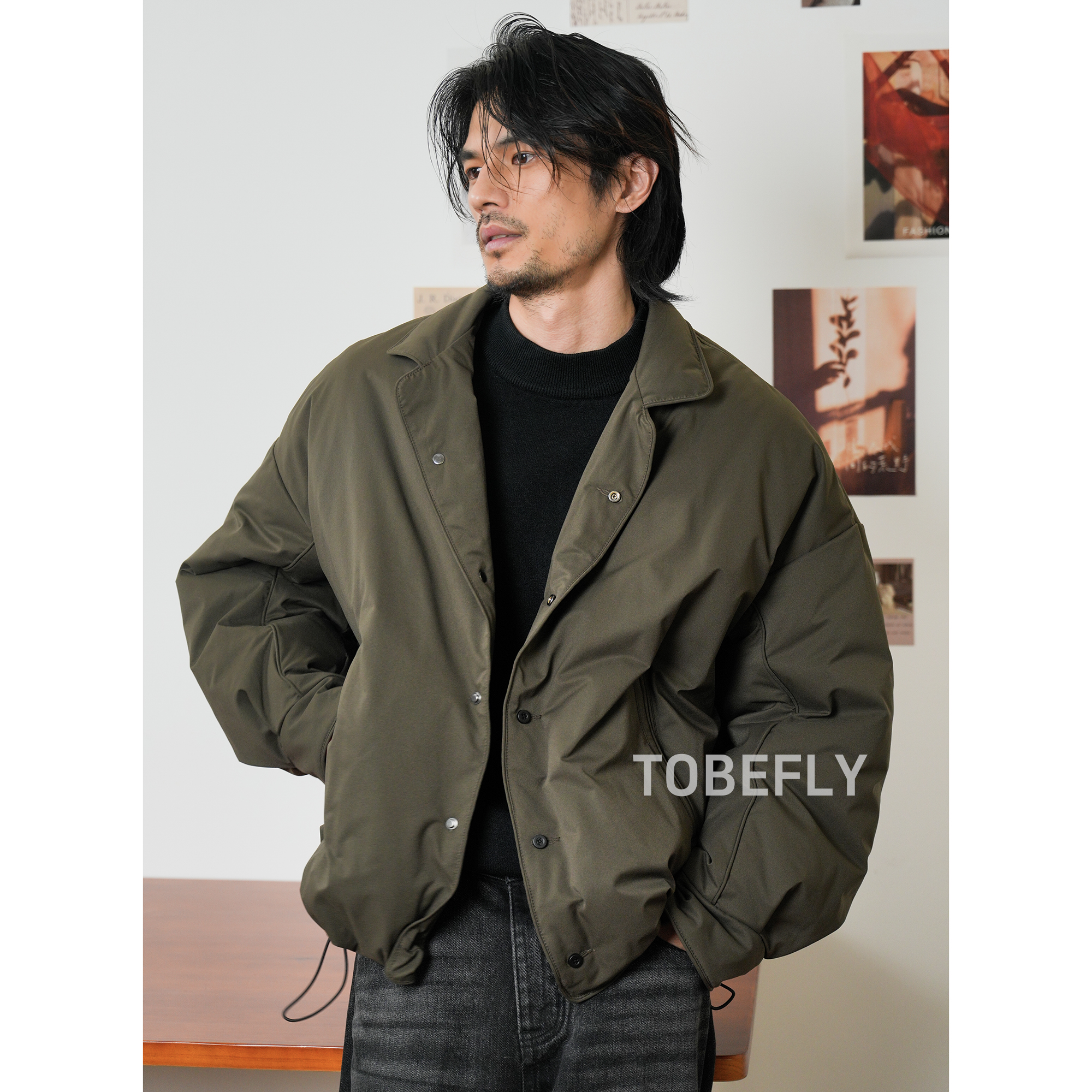 Tobefly“AURA系列”抗皱保形不易粘毛羽绒服宽松保暖外套9250901